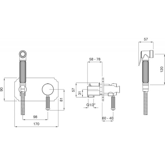 Набор для гигиенического душа Cezares OLIMP-DIF-03/24-L, золото, Цвет производителя: золото - фото, картинка 2 Набор для гигиенического душа Cezares OLIMP-DIF-03/24-L, золото, Цвет производителя: золото - фото 2