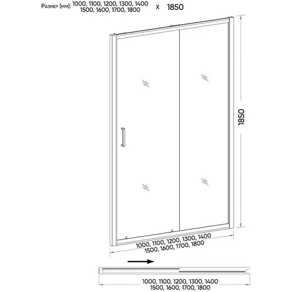 Душевая дверь Veconi Vianno 180 см VN46-180-01-19C1, хром/прозрачное - фото 4