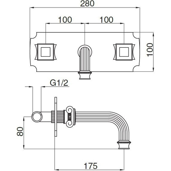 Смеситель для раковины настенный Cezares APHRODITE-BLS2-01-S1 - фото 2