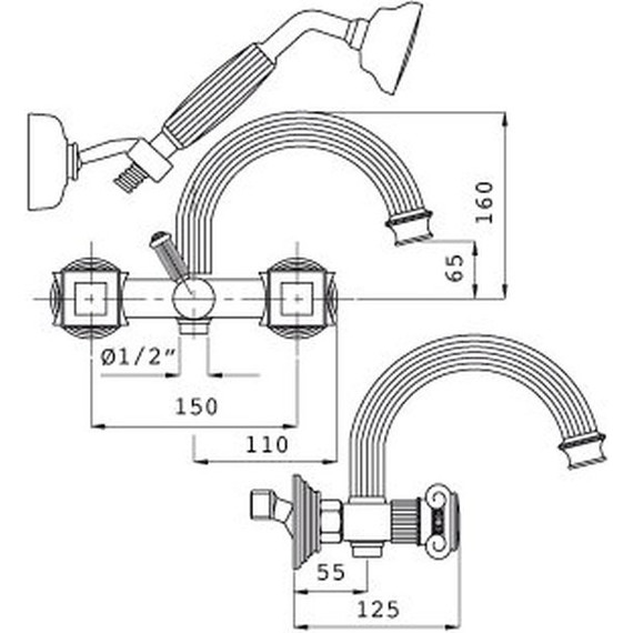 Смеситель для ванны Cezares APHRODITE-V-03/24-M, золото, Цвет производителя: золото - фото 3