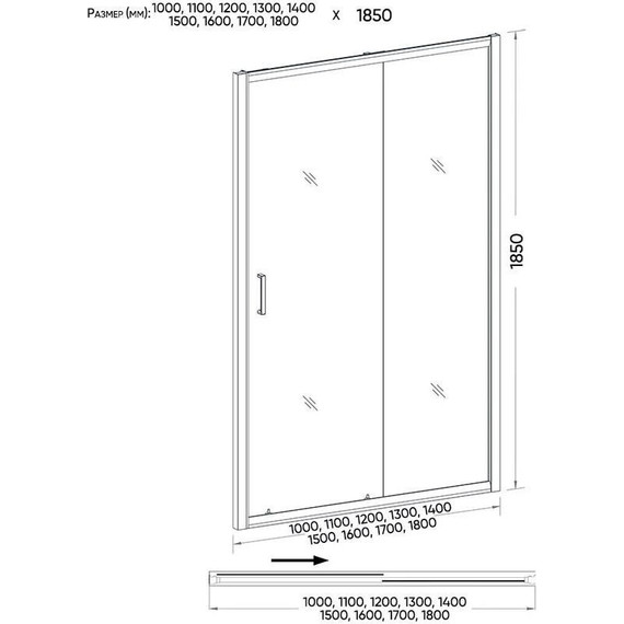 Душевая дверь Veconi Vianno 110 см VN46B-110-01-C5, чёрный/прозрачное - фото 3