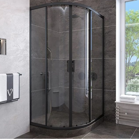 Душевое ограждение Veconi Rovigo 80x80 см RV107B-80-01-C4, чёрный/прозрачное - фото 