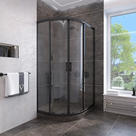 Душевое ограждение Veconi Rovigo 80x80 см RV107B-80-01-C4, чёрный/прозрачное - фото 2