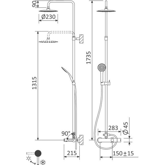 Душевая стойка Cezares LEAF-CVDA-23-01, Цвет производителя: хром - фото 2
