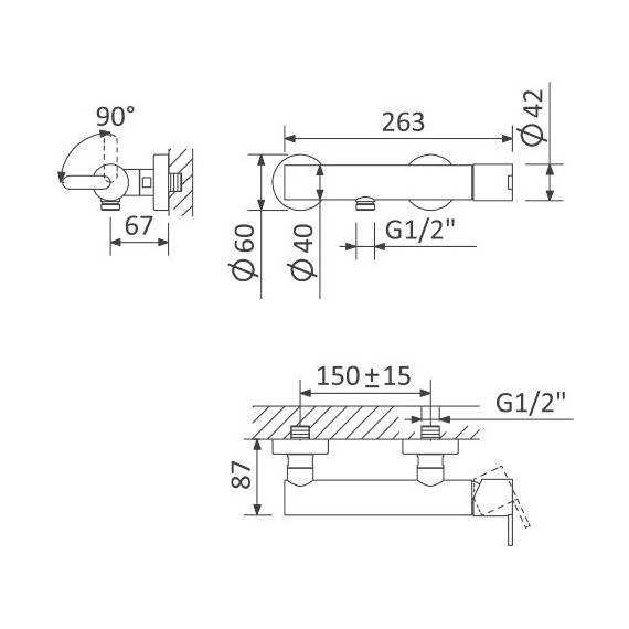 Смеситель для душа Cezares LEAF-D-BIO, белый матовый, Цвет производителя: белый матовый - фото 2