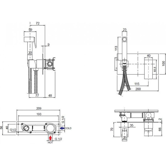 Набор для гигиенического душа Cezares UNIKA-DIF-01, Цвет производителя: хром - фото, картинка 2 Набор для гигиенического душа Cezares UNIKA-DIF-01, Цвет производителя: хром - фото 2