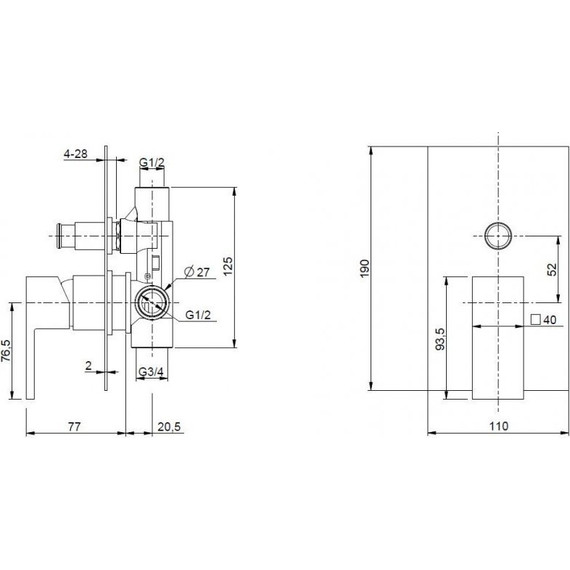 Смеситель для ванны Cezares UNIKA-VDIM-01, Цвет производителя: хром - фото 2