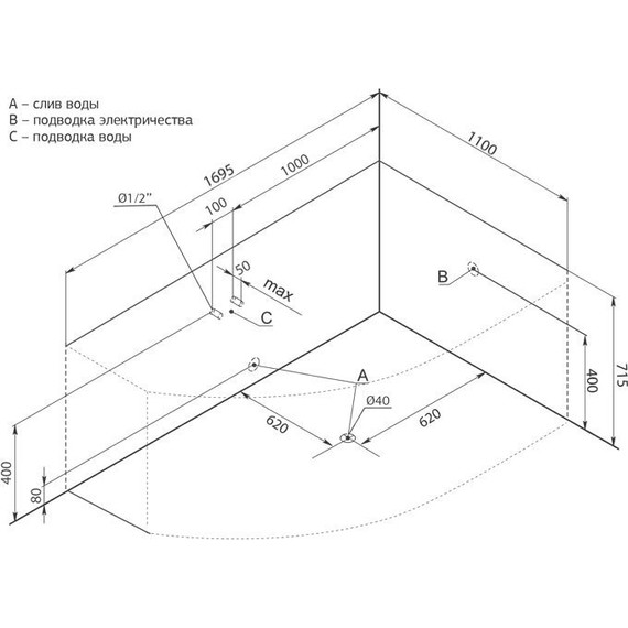 Ванна акриловая Aquanet Capri 170x110 см 203922 R - фото, картинка 14 Ванна акриловая Aquanet Capri 170x110 см 203922 R - фото 14