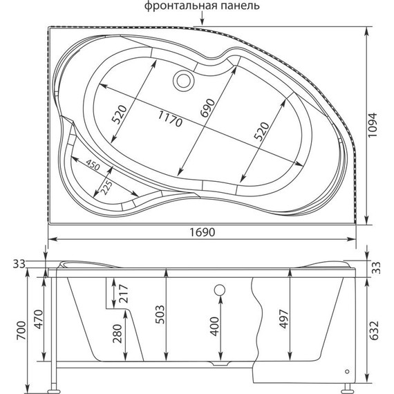 Ванна акриловая Aquanet Capri 170x110 см 203922 R - фото, картинка 15 Ванна акриловая Aquanet Capri 170x110 см 203922 R - фото 15