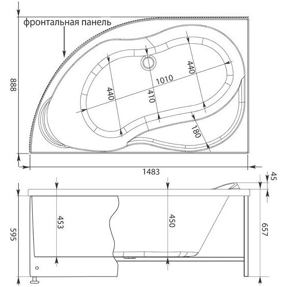 Ванна акриловая Aquanet Graciosa 150x90 см 203940 L - фото 17