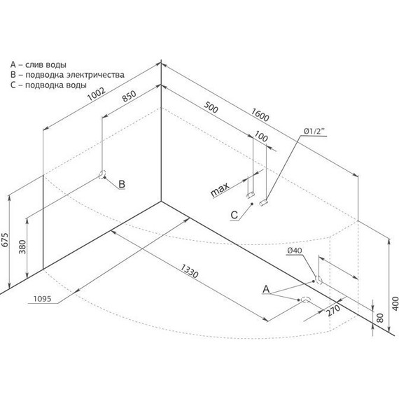 Ванна акриловая Aquanet Jamaica 160x100 см 203986 L - фото 22