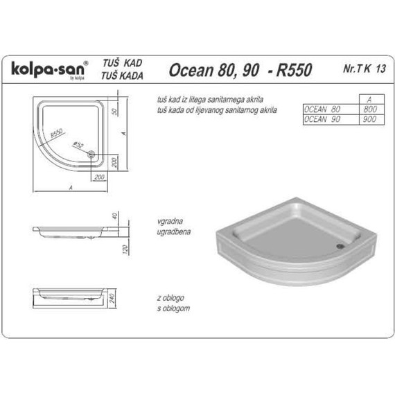 Поддон акриловый Kolpa-San Ocean 80х80 см - фото 3