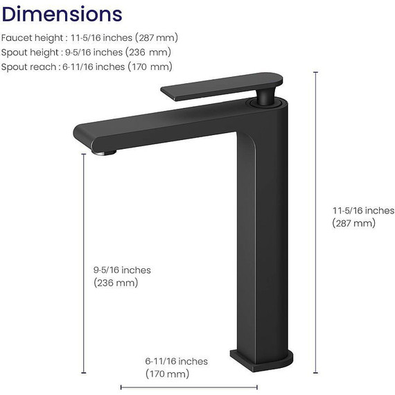 Смеситель для раковины высокий Timo Anni 2711/03F, черный матовый - фото 7