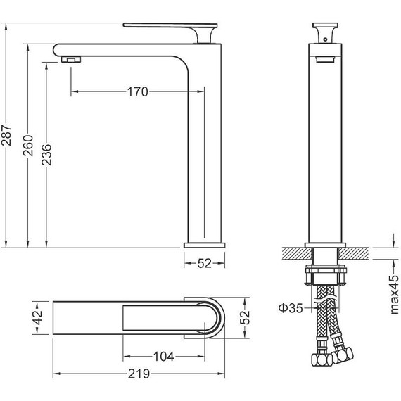 Смеситель для раковины высокий Timo Anni 2711/03F, черный матовый - фото 9