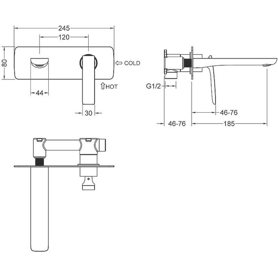 Смеситель для раковины настенный Timo Helmi 4071/03SM, черный матовый - фото, картинка 2 Смеситель для раковины настенный Timo Helmi 4071/03SM, черный матовый - фото 2