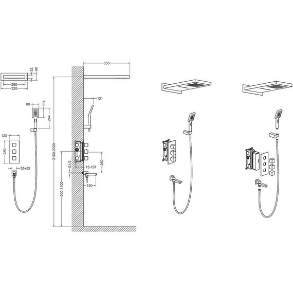 Душевая система для ванны с термостатом Timo Petruma SX-5079/03SM, черный матовый - фото 2