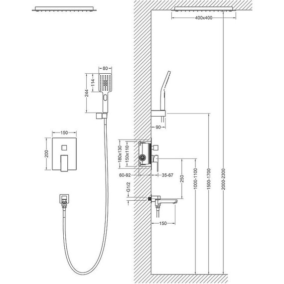 Душевая система для ванны Timo Selene SX-2039/03SM, черный матовый - фото 12