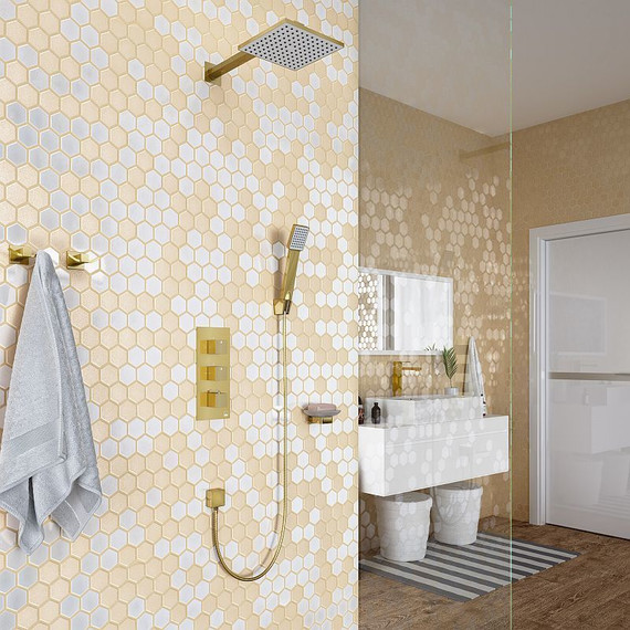 Душевая система для душа с термостатом Timo Tetra-Thermo SX-0179/17SM, золото матовое - фото 2