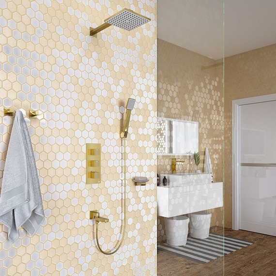 Душевая система для ванны с термостатом Timo Tetra-Thermo SX-0199/17SM, золото матовое - фото 2