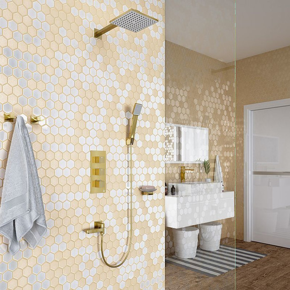 Душевая система для ванны с термостатом Timo Tetra-Thermo SX-0199/17SM, золото матовое - фото 3