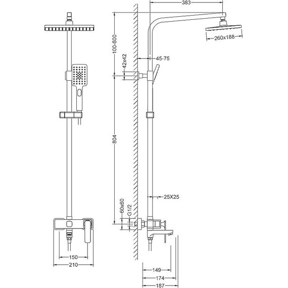 Душевая стойка Timo Torne SX-4320/17, золото матовое - фото 2