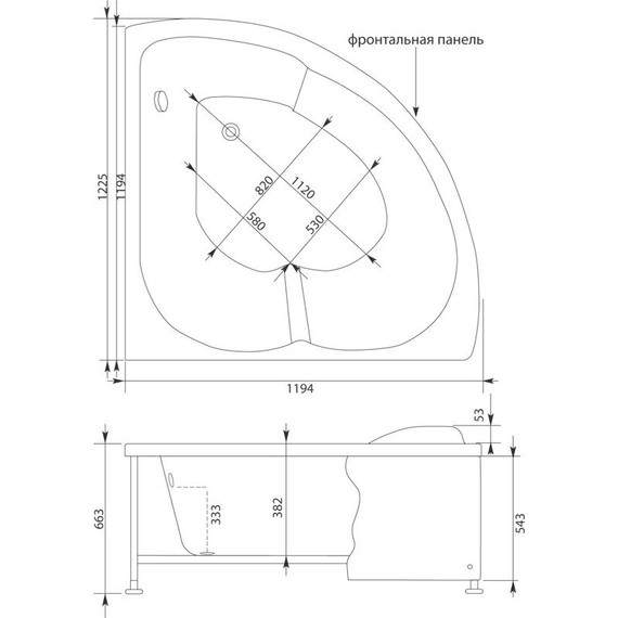 Ванна акриловая Aquanet Fregate 122х122 см 203935 - фото, картинка 19 Ванна акриловая Aquanet Fregate 122х122 см 203935 - фото 19