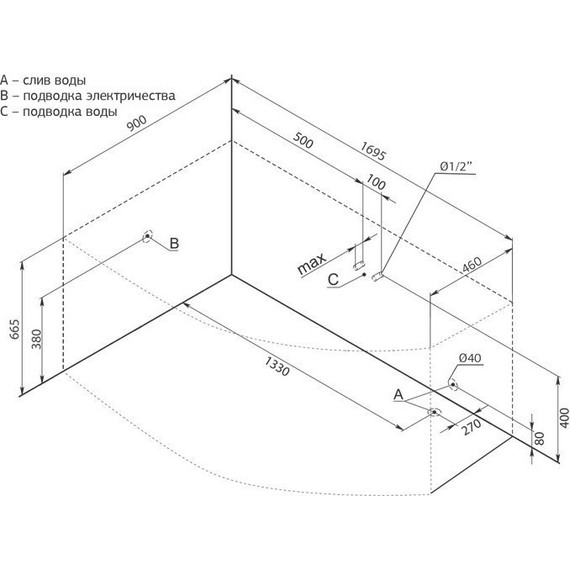 Ванна акриловая Aquanet Jersey 170x100 см 203988 L - фото 9