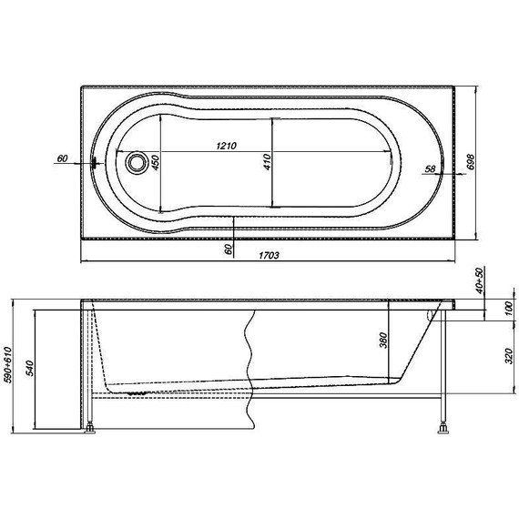 Ванна акриловая Aquanet Light 170х70 см 242509, Размер - мм: 1700х700 - фото, картинка 8 Ванна акриловая Aquanet Light 170х70 см 242509, Размер - мм: 1700х700 - фото 8