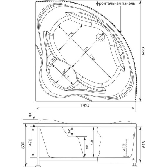 Ванна акриловая Aquanet Malta 150х150 см 204003 - фото, картинка 12 Ванна акриловая Aquanet Malta 150х150 см 204003 - фото 12