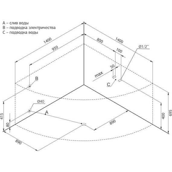 Ванна акриловая Aquanet Palau 140х140 см 204021 - фото, картинка 11 Ванна акриловая Aquanet Palau 140х140 см 204021 - фото 11