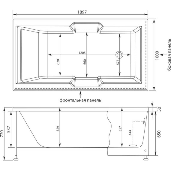 Ванна акриловая Aquanet Vega 190х100 см 204046 - фото, картинка 13 Ванна акриловая Aquanet Vega 190х100 см 204046 - фото 13
