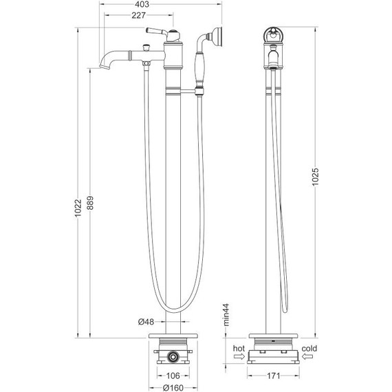 Смеситель для ванны Timo Arisa 5300/03Y-CR, черный матовый - фото 3