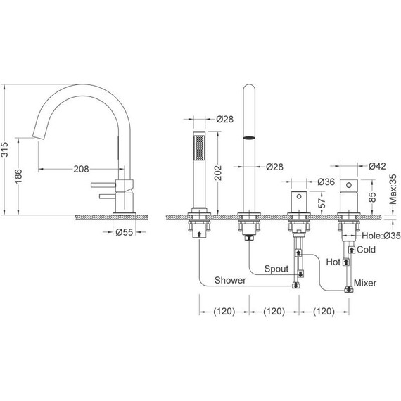 Смеситель для ванны Timo Saona 2320/03Y, черный матовый - фото 2