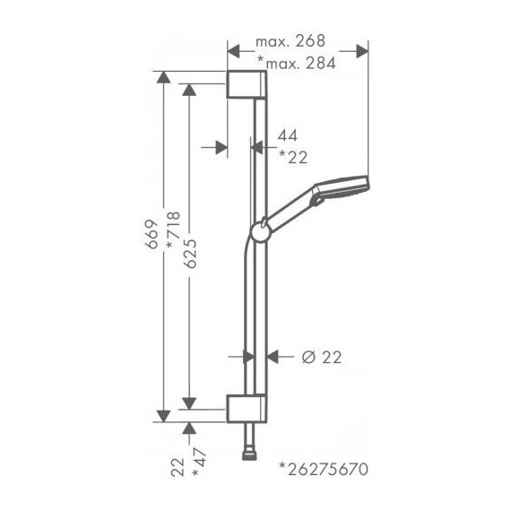 Душевой гарнитур Hansgrohe Vernis Blend 65 см 26275000 - фото 2