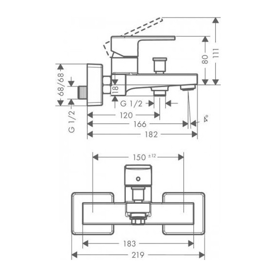 Смеситель для ванны Hansgrohe Vernis Shape 71450670, черный матовый - фото 2