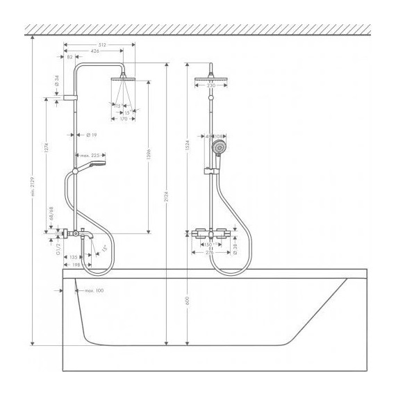Душевая стойка с термостатом Hansgrohe Vernis Shape Showerpipe 230 1jet 26284000 - фото 2