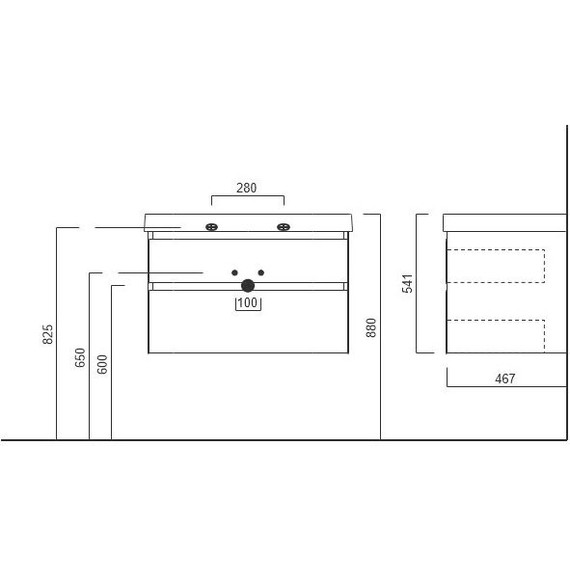 Тумба подвесная с раковиной Kerama Marazzi Cubo 80 см CU.80\LIM, лимо - фото 4