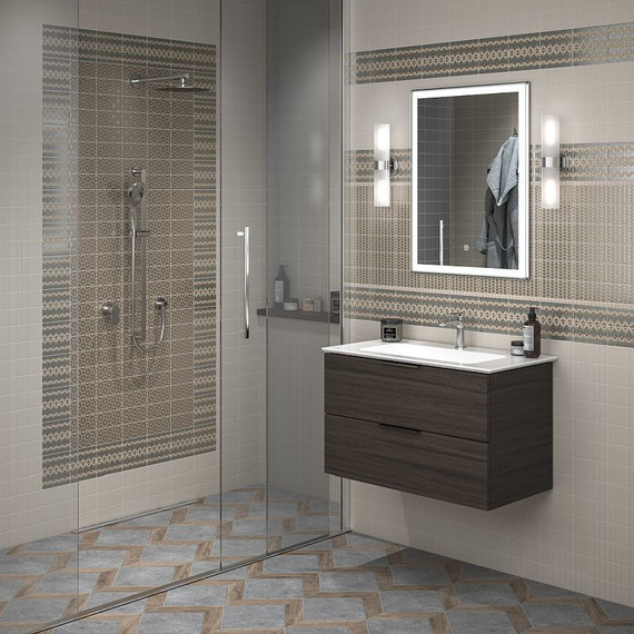 Тумба подвесная с раковиной Kerama Marazzi Piano 85 см PI.85\OLM, дымчатый вяз - фото 2