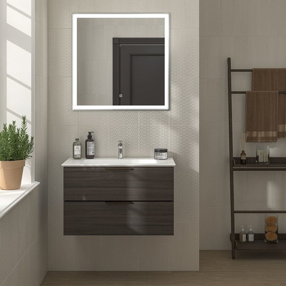 Тумба подвесная с раковиной Kerama Marazzi Piano 75 см PI.75\OLM, дымчатый вяз - фото 3