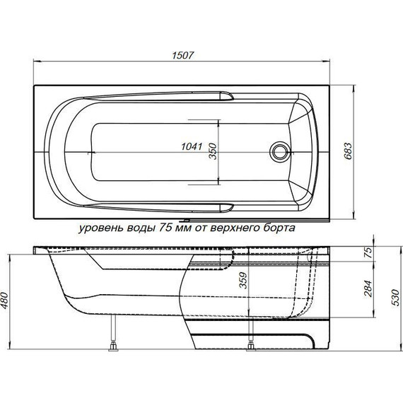 Ванна акриловая Aquanet Extra 150х70 см 208672, Размер - мм: 1500х700 - фото, картинка 9 Ванна акриловая Aquanet Extra 150х70 см 208672, Размер - мм: 1500х700 - фото 9