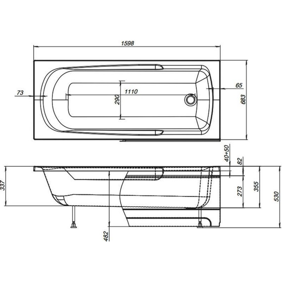 Ванна акриловая Aquanet Extra 160х70 см 254882, Размер - мм: 1600х700 - фото, картинка 13 Ванна акриловая Aquanet Extra 160х70 см 254882, Размер - мм: 1600х700 - фото 13