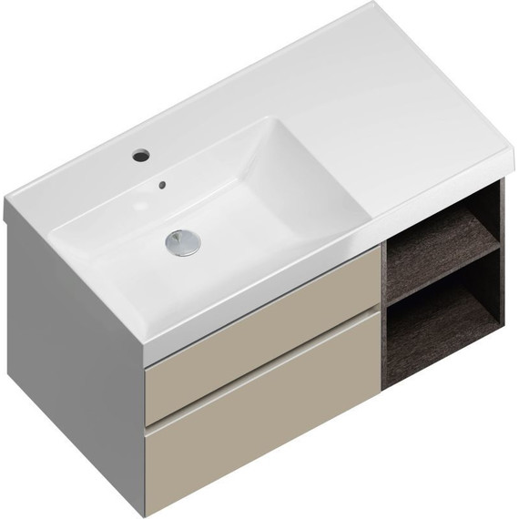 Тумба подвесная с раковиной Kerama Marazzi Cubo 90 см CU.90Lh\LIM, лимо/метц - фото 