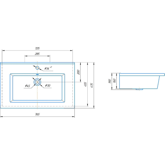Тумба напольная с раковиной Aqwella Бриг 75 см Br.01.07/2/W - фото 4