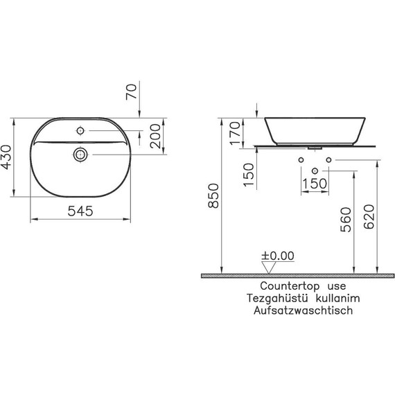 Раковина-чаша Vitra Geo 55 см 7428B003-0001 - фото 2