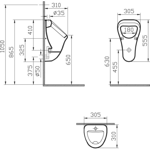 Писсуар подвесной VitrA Arkitekt 6202B003-0198 (подвод воды сверху) - фото 2