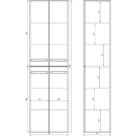 Пенал подвесной Dreja Almi 50 см 99.0209, белый глянец - фото 3