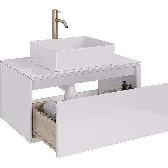 Тумба подвесная со столешницей Dreja Insight 80 см 99.9200, белый глянец - фото 6