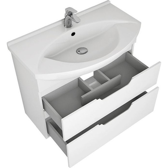 Тумба напольная с раковиной Dreja Laguna Plus 105 см 99.0108, белый глянец (раковина Лагуна) - фото 9