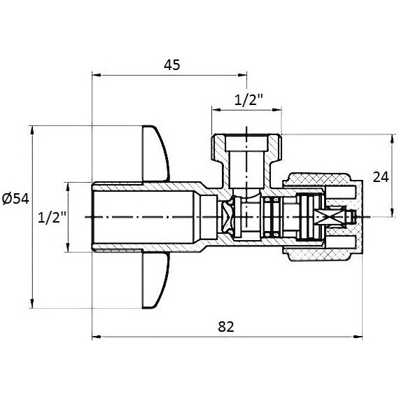 Вентиль угловой Imprese AV01 G1/2-G1/2 (страна-производитель Чехия) - фото 2