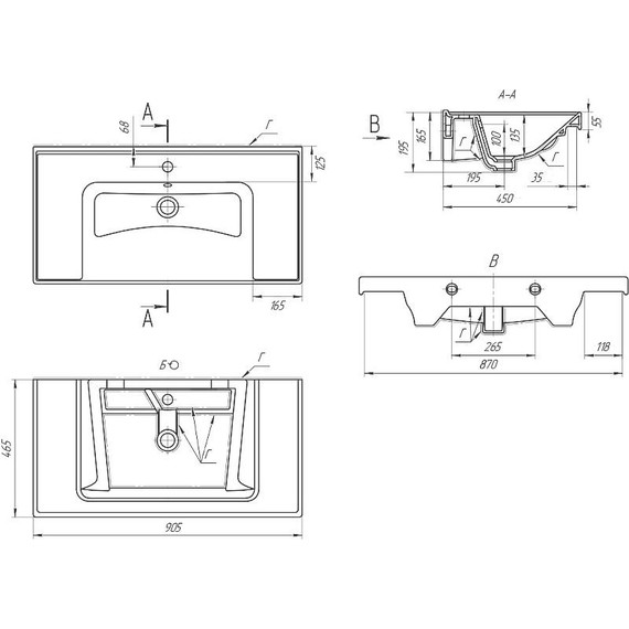 Тумба подвесная с раковиной Dreja Prime 90 см 99.9302, белый глянец - фото 21
